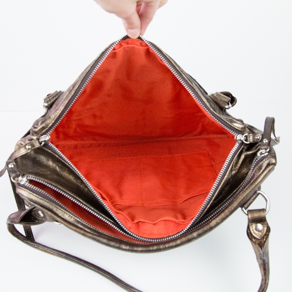 Cavalcanti Bronze Leather Satchel Handbag - Picture 3 of 8